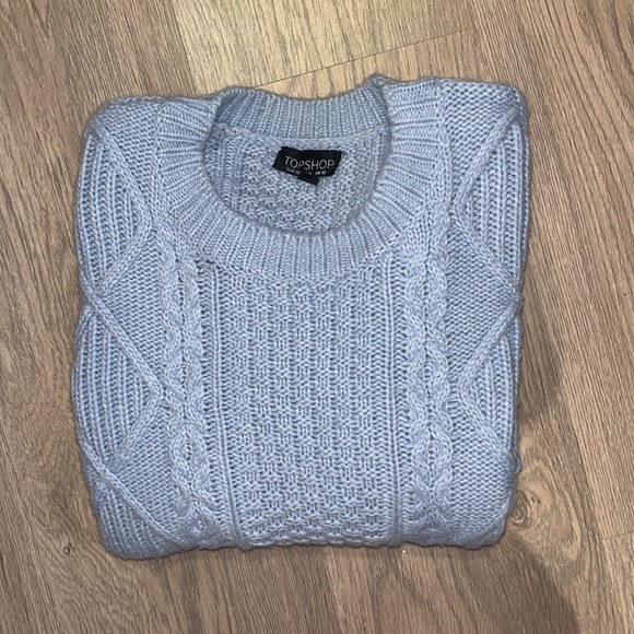 Topshop Light Blue Chunky Cable Knot Sweater (US 6) - Picture 3 of 8
